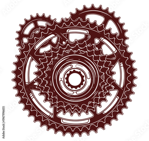A bicycle gear cassette with multiple interlocking cogs for changing gears on a bike