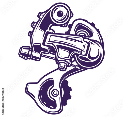 Bicycle rear derailleur mechanism for changing gears on a bike