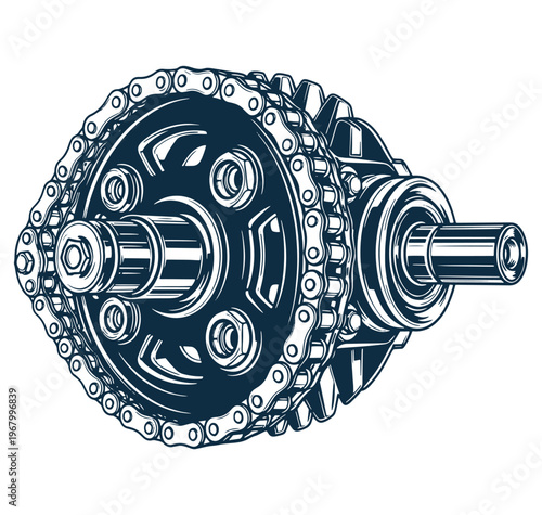 Bicycle gear system with chain and sprockets for mechanical advantage