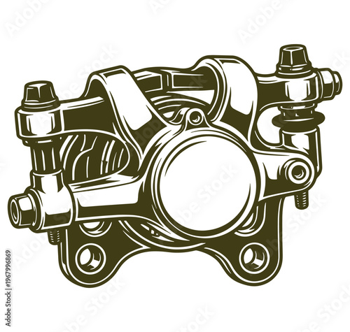 Brake caliper illustration for automotive and mechanical designs