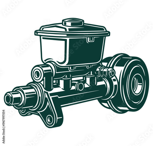 Brake system component  master cylinder assembly with wheel and piston