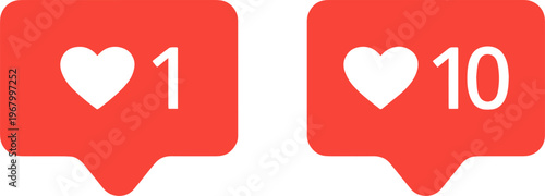Social Media Like Notification Icon Heart Vector Set
