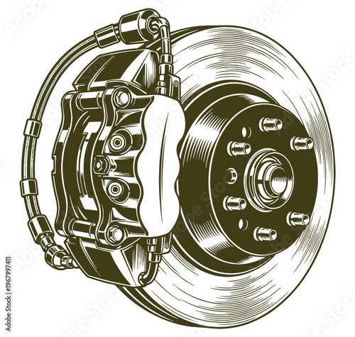 car brake system component with rotor and caliper  automotive part