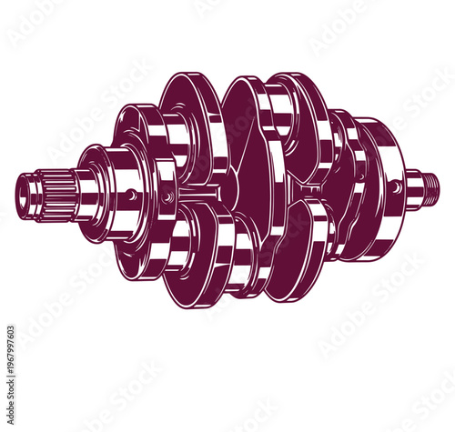 Crankshaft with multiple counterweights and bearings for engine system  key component for converting piston motion