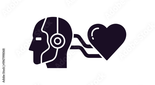 Human Head Heart Connection Technology Concept.
