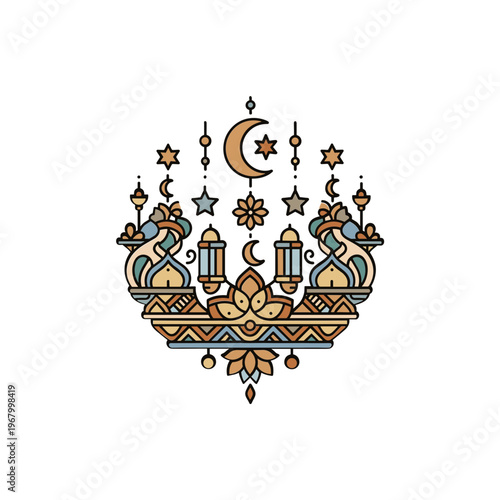 Islamic Eid Mubarak Greeting Card Design.