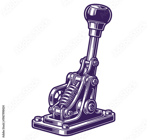 Manual gear shift lever with knob and mechanical components