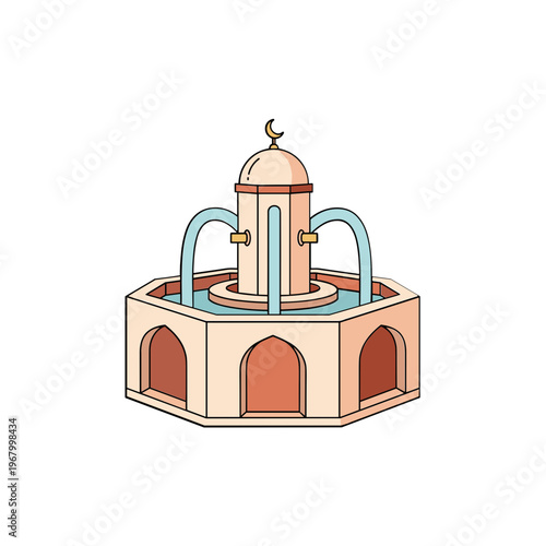 Islamic Fountain Architecture Mosque Design Element.