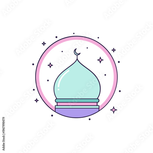 Islamic Mosque Dome Icon Illustration Design.