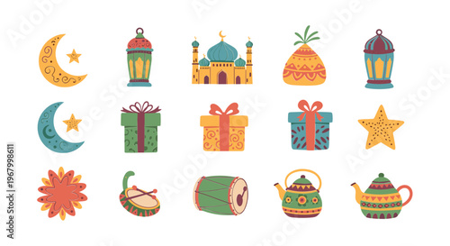 Islamic Symbols and Decorations for Ramadan.