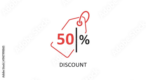 Discount label with 50 percent off.