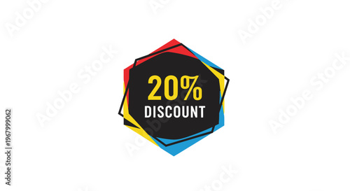Discount label with twenty percent off.