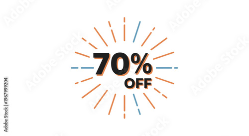 Discount offer seventy percent off.