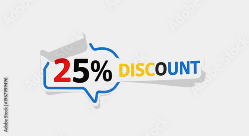 Discount offer label with percentage symbol.
