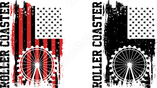 Roller Coaster USA Flag Vector