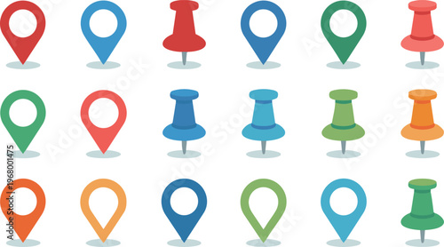 Set of Location pin icons. Modern map markers. Location mark icons. Map Marker Illustration. Destination Symbol. Pointer Logo. Vector illustration