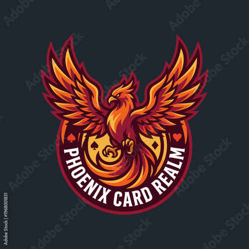 This captivating logo depicts a phoenix rising with fiery wings, symbolizing rebirth and resilience, perfect for gaming or creative projects that emphasize transformation and strength.