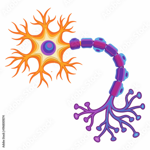 An intricate illustration of a neuron, showcasing its structure and vibrant colors, representing the complexity of the brain and the essence of human thoughts and emotions.
