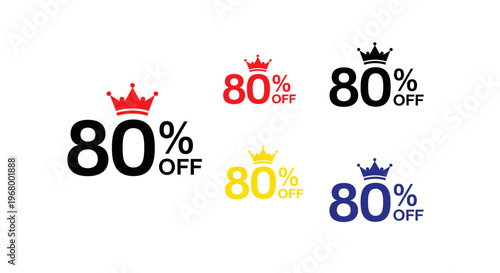 Collection of colorful discount icons.