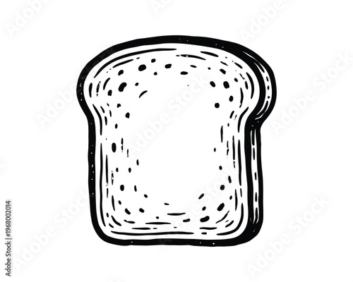 Drawn slice of bread with holes baked on transparent background. Food element.