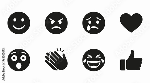 Emoji Reaction Vector Icons for Chat and Social Media
