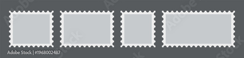 Postage stamp frames Vintage post stamp frames and borders blank postcard template set vector illustration