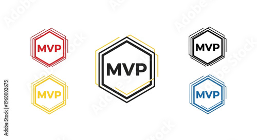 Colorful MVP badges in various designs.