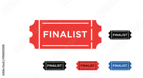 Collection of finalist tickets and labels.