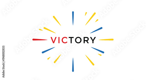 A colorful graphic design element for victory.