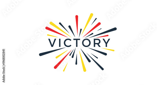 A colorful graphic design with the word Victory.