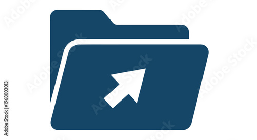 Blue folder icon with a white arrow representing data or file transfer