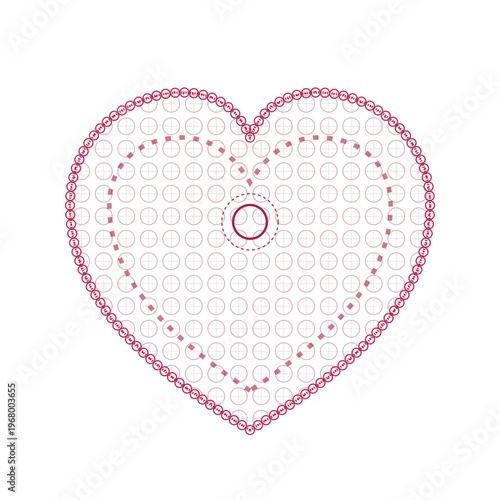 Red heart shaped lace doily with intricate crochet pattern for Valentine's Day decor