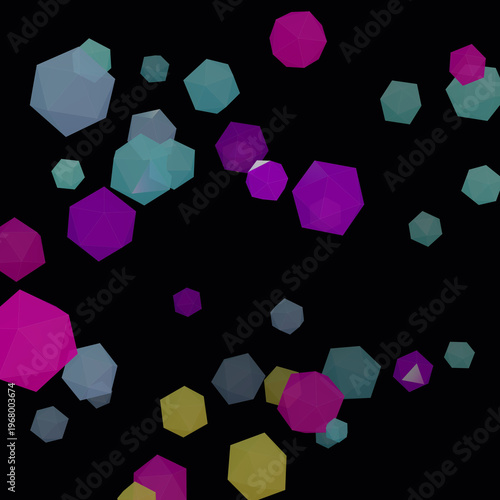 Abstract cosmic crystals with glowing neon light and futuristic space background