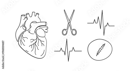 Medical Icons Heart Surgery Symbols.