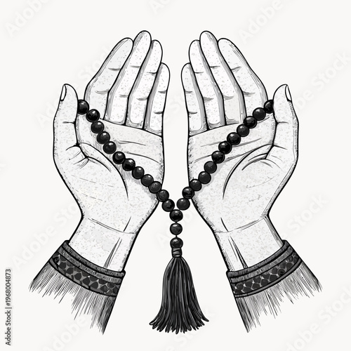 Hands in Prayer with TASBIH