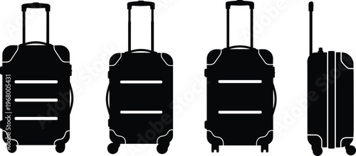 Suitcase vector graphics black silhouette illustrations for travel and luggage designs