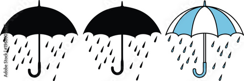 Umbrella raindrop vector illustration black and white to color gradient design