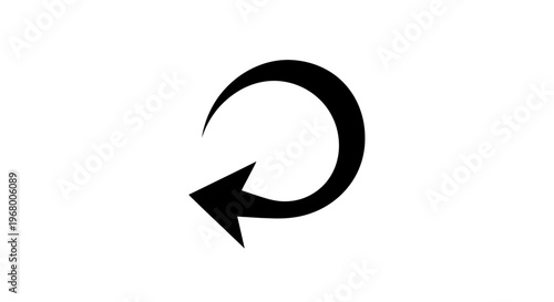Black circular arrow symbol rotating clockwise on white background indicating refresh or repeat action