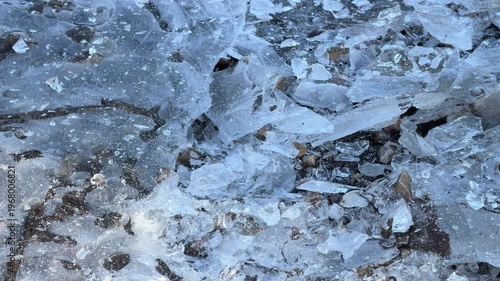 Wallpaper Mural A child firmly holds a wooden branch to break through a layer of frozen ice on a dirt path. This quiet outdoor moment captures the simple joy and focused curiosity of a cold winter morning. Torontodigital.ca