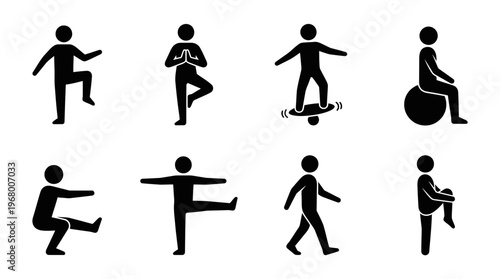 Bodyweight Exercise Vector Icons for Fitness and Training