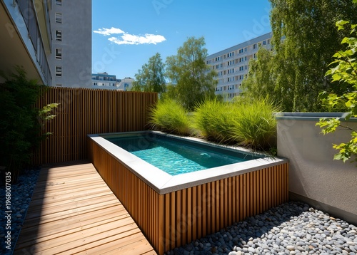 Private plunge pool creating urban oasis on terrace