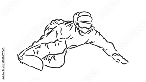 A vector graphic illustration of a snowboarder in mid-air