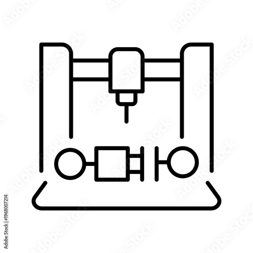 Car part printing icon. Industry and automotive manufacturing line symbol. Black and white.