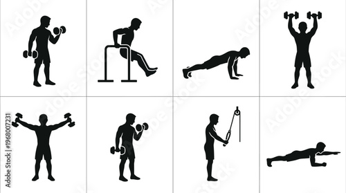 Bodyweight Exercise Vector Icons for Fitness and Training