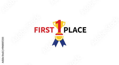First place trophy award logo symbol.