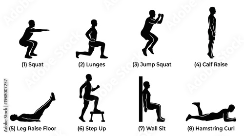 Bodyweight Exercise Vector Icons for Fitness and Training