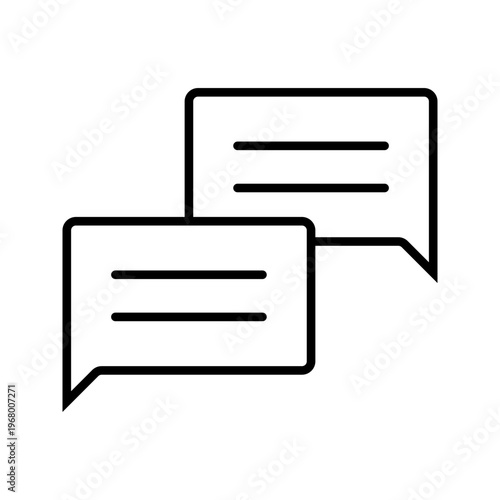 Chat bubble icon. Communication and messaging line symbol. Black and white.