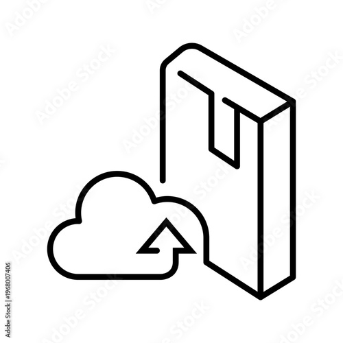 Cloud audio books icon. Media and audiobooks line symbol. Black and white.