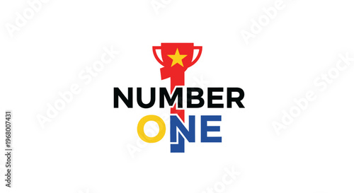 Number one trophy award logo.