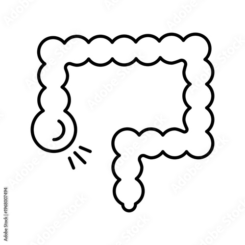 Crohn disease icon. Healthcare and gastroenterology line symbol. Black and white.